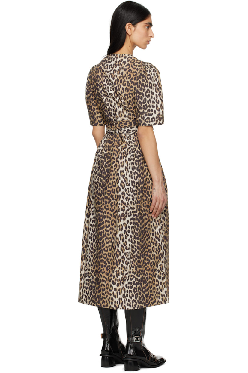 Organic cotton poplin midi dress. Leopard and logo pattern printed throughout.

· Self-tie fastenings at plunging V-neck
· Gathering at waist and shoulders
· Detachable self-tie belt and belt loops
· Seam pockets

Supplier color: Leopard