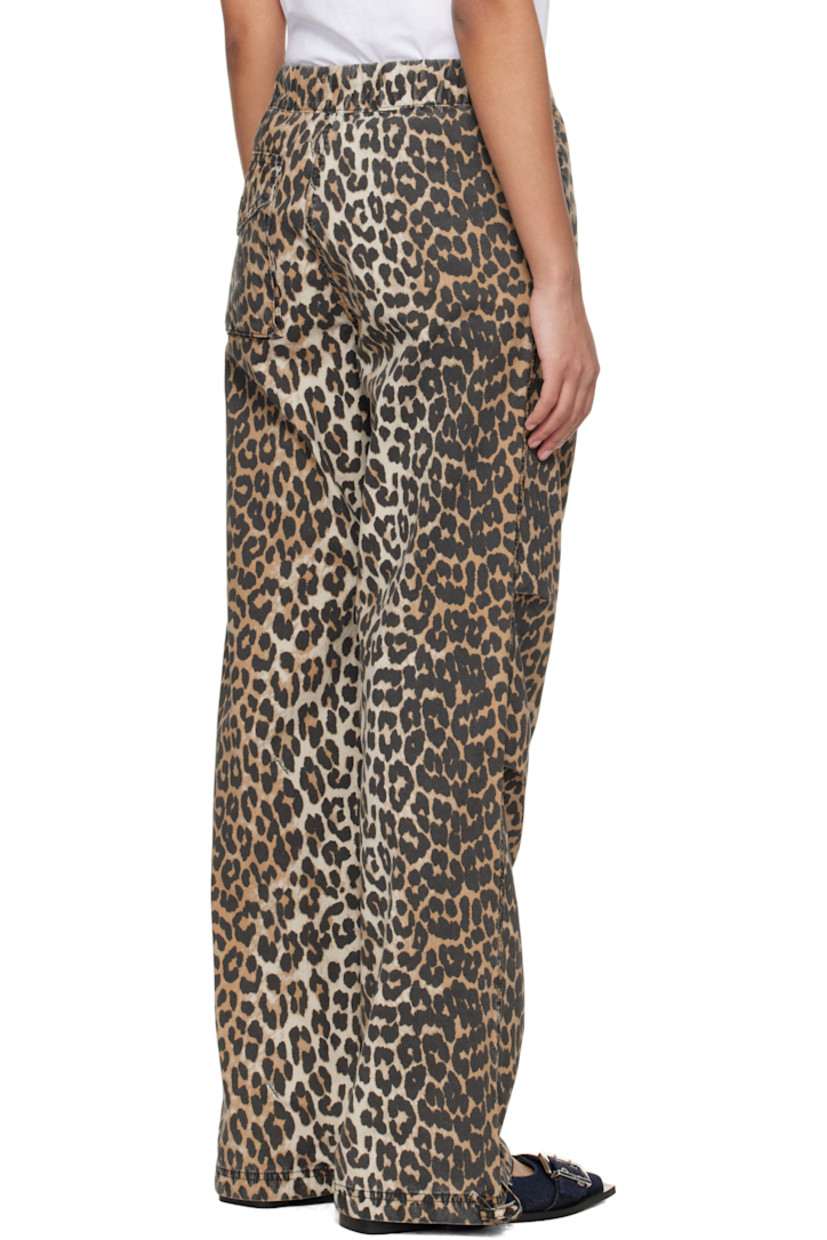 Stretch organic cotton canvas trousers. Logos and leopard pattern print throughout. 

· Drawstring at elasticized waistband and cuffs
· Three-pocket styling
· Zip-fly
· Tucks at knees
· Logo-engraved hardware

Supplier color: Almond milk