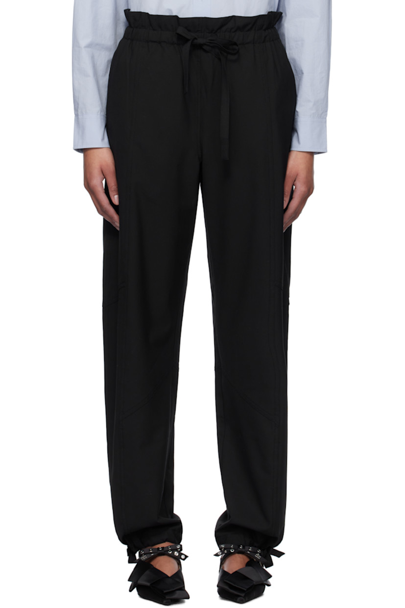 Plain-woven stretch LENZING™ ECOVERO™ viscose- and recycled polyester-blend trousers.

· Paneled construction
· Drawstring at elasticized waistband
· Three-pocket styling
· Drawstring at cuffs

Supplier color: Black