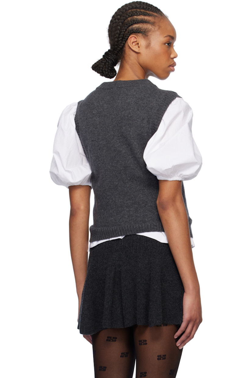 Knit recycled wool- and recycled nylon-blend vest. 

· Rib-knit crewneck, hem, and armscyes
· Jacquard logo and graphics at front

Supplier color: Gray quill