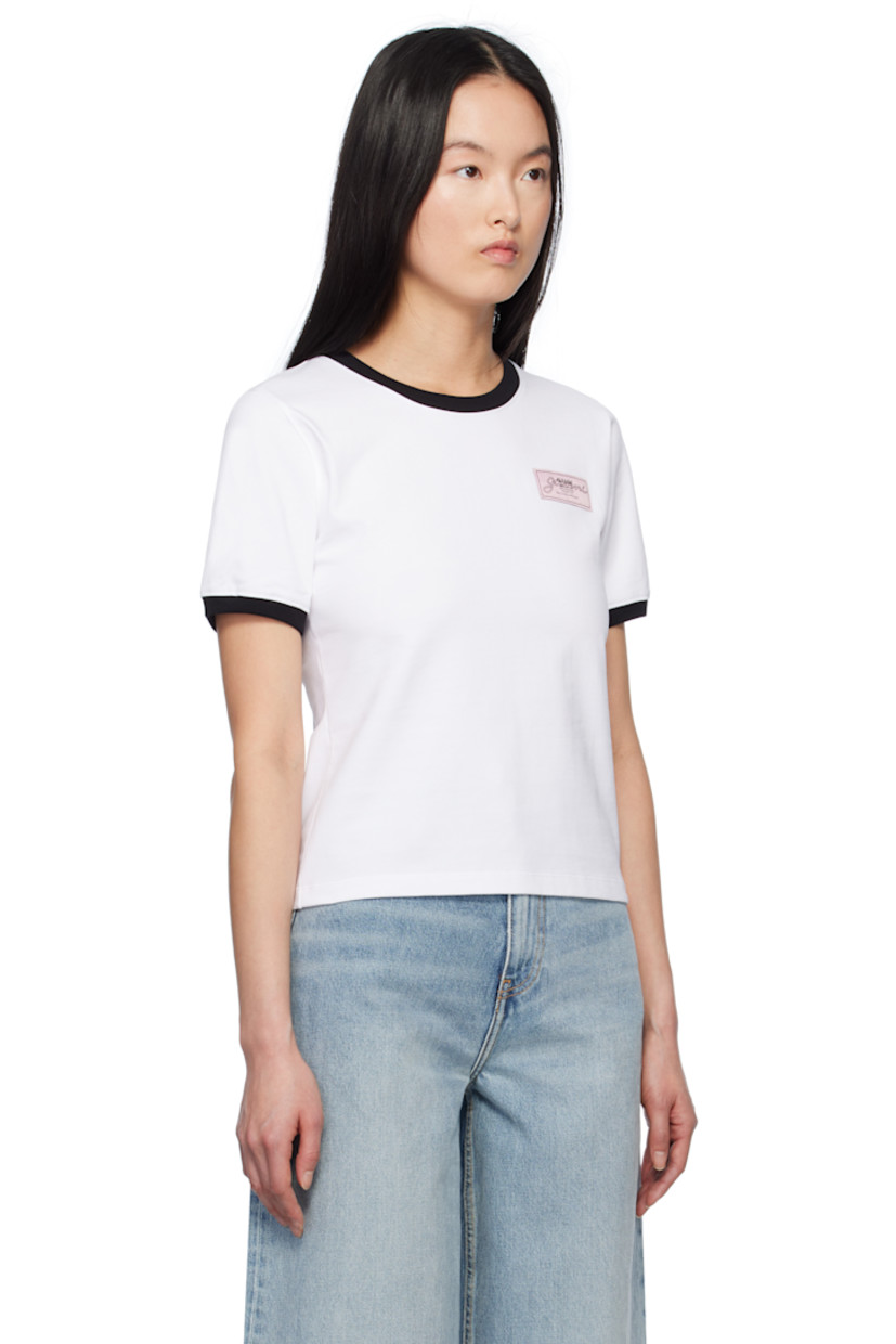 Organic cotton jersey T-shirt.

· Rib-knit crewneck and cuffs
· Logo patch at chest

Supplier color: Bright white