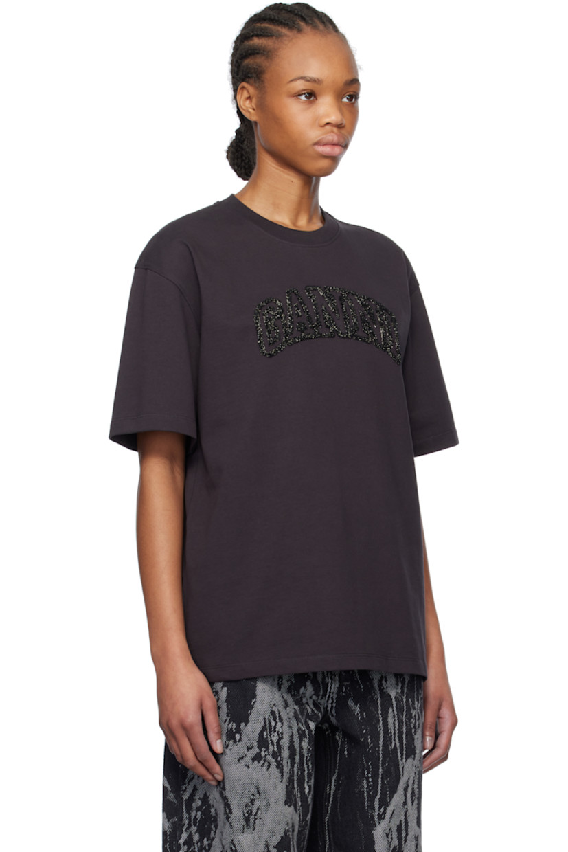 Heavyweight organic cotton jersey T-shirt.

· Rib-knit crewneck
· Embroidered metallic logo at front
· Dropped shoulders

Supplier color: Phantom