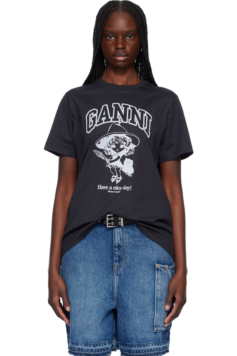Organic cotton jersey T-shirt. 

· Rib-knit crewneck
· Logo, graphic, and text printed at front
· Text printed at back

Supplier color: Phantom