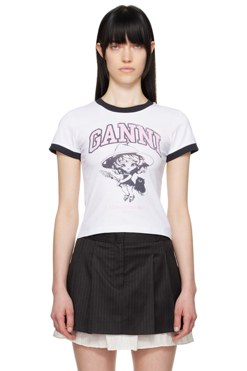 Organic cotton jersey T-shirt.

· Rib-knit crewneck and cuffs
· Logo, graphic, and text printed at front

Supplier color: Bright white