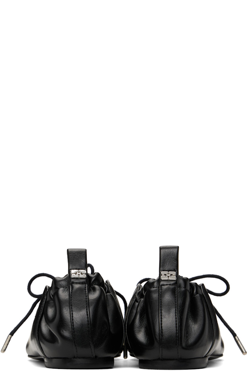 Crinkled Oleatex® faux-leather ballerina flats in black.

· Square toe
· Lace-up closure
· Metal eyelets at collar
· Pull-loop with logo hardware at elasticized heel collar
· Buffed faux-leather lining
· Polished faux-leather sole with rubber injections
· Silver-tone hardware

Supplier color: Black