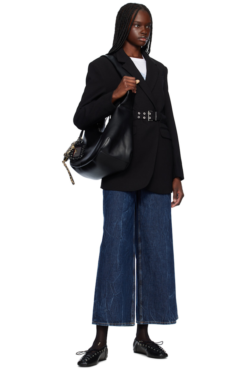 Crinkled Oleatex® faux-leather ballerina flats in black.

· Square toe
· Lace-up closure
· Metal eyelets at collar
· Pull-loop with logo hardware at elasticized heel collar
· Buffed faux-leather lining
· Polished faux-leather sole with rubber injections
· Silver-tone hardware

Supplier color: Black