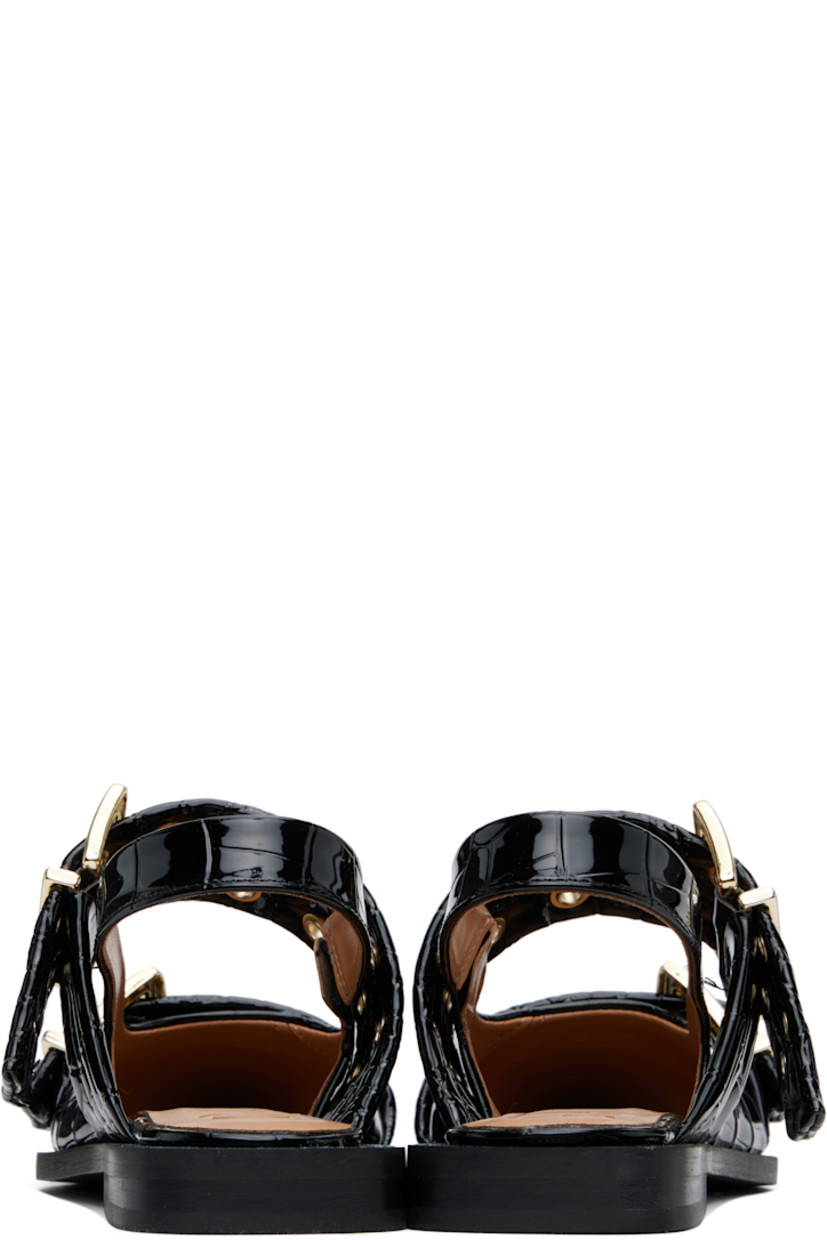 Croc-embossed faux-leather ballerina flats in black.

· Pointed toe
· Pin-buckle straps at vamp
· Partially elasticized slingback strap
· Logo embossed at padded footbed
· Buffed faux-leather lining
· Stacked rubber block heel
· Faux-leather sole
· Logo-engraved silver-tone hardware

Supplier color: Black