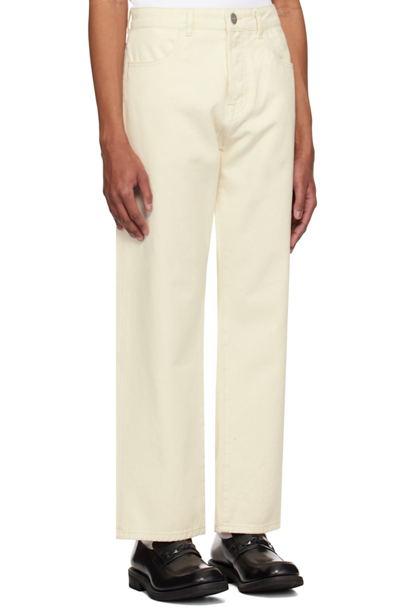 Loose-fit non-stretch denim jeans. 

· Belt loops
· Four-pocket styling
· Button fly
· Logo-engraved antiqued silver-tone hardware

Supplier color: Natural white