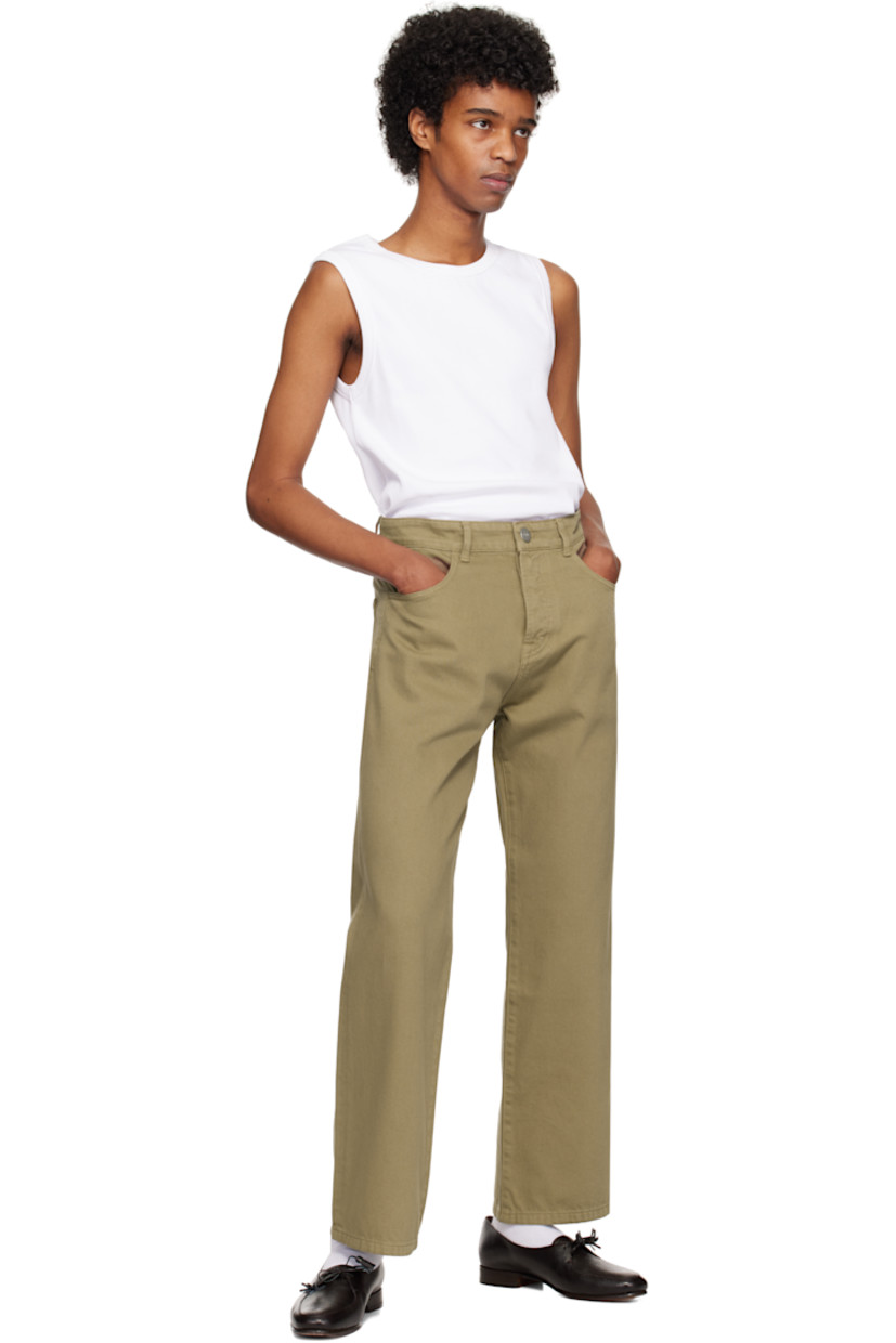 Loose-fit non-stretch denim jeans. 

· Belt loops
· Four-pocket styling
· Button fly
· Logo-engraved antiqued silver-tone hardware

Supplier color: Taupe