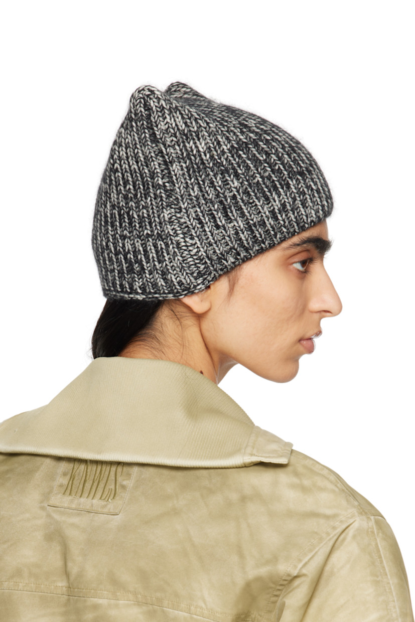 Brushed rib-knit wool-blend beanie in gray.

· Ears at crown
· Rubberized logo patch at face

Supplier color: Grey