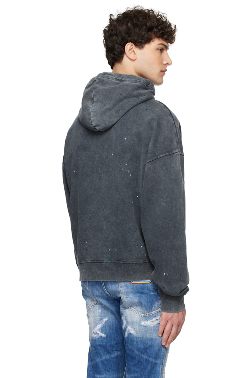 Cotton fleece hoodie. Fading and paint splatter throughout.

· Drawstring at hood
· Logo graphic printed at front
· Rib-knit hem and cuffs
· Dropped shoulders

Supplier color: Navy blue