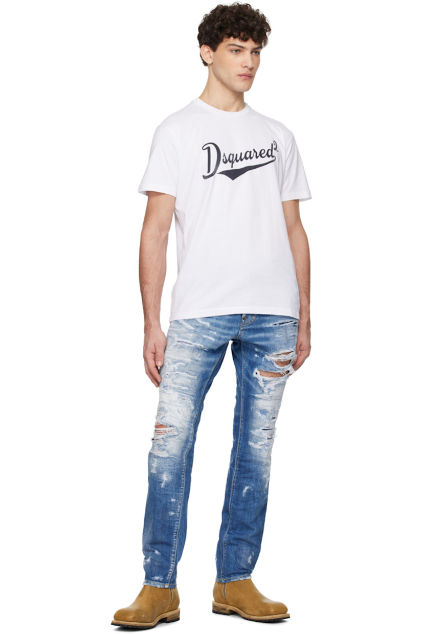 Cotton jersey T-shirt.

· Rib-knit crewneck
· Flocked logo at front

Supplier color: White