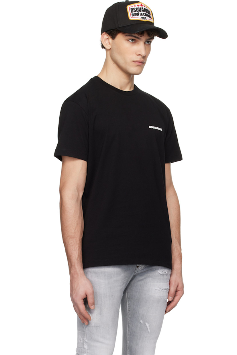 Cotton jersey T-shirt.

· Rib-knit crewneck
· Logo printed at chest
· Logo, text, and graphic printed at back

Supplier color: Black