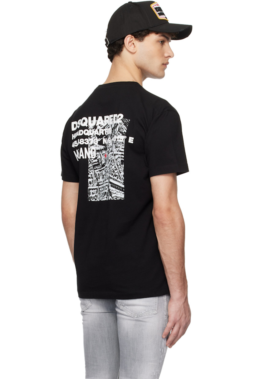 Cotton jersey T-shirt.

· Rib-knit crewneck
· Logo printed at chest
· Logo, text, and graphic printed at back

Supplier color: Black
