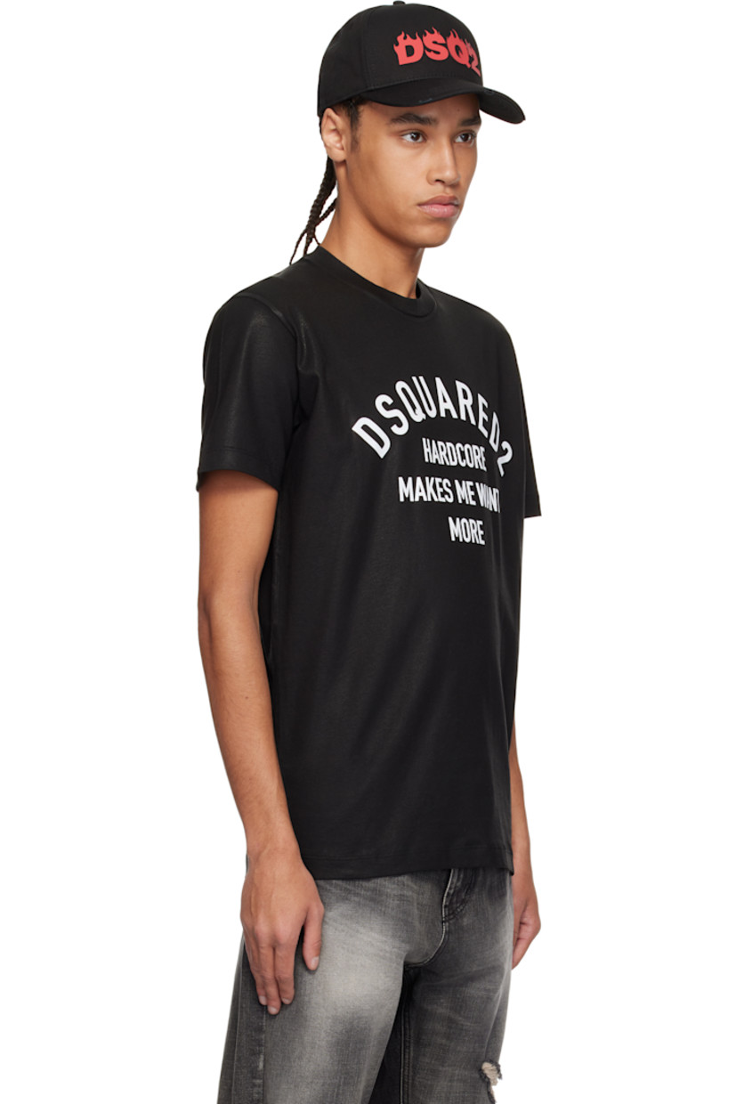 Coated cotton jersey T-shirt. 

· Rib-knit crewneck
· Logo and text printed at chest

Supplier color: Black