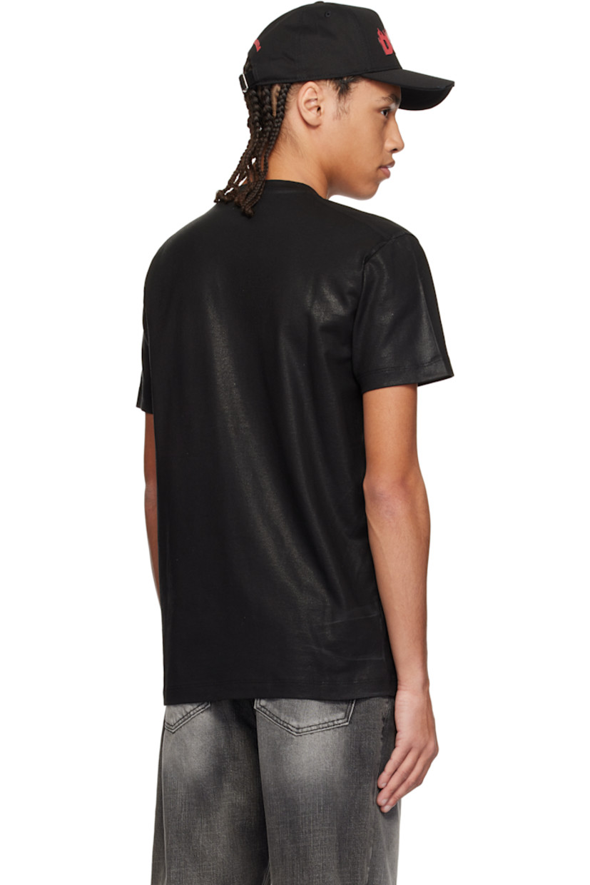 Coated cotton jersey T-shirt. 

· Rib-knit crewneck
· Logo and text printed at chest

Supplier color: Black