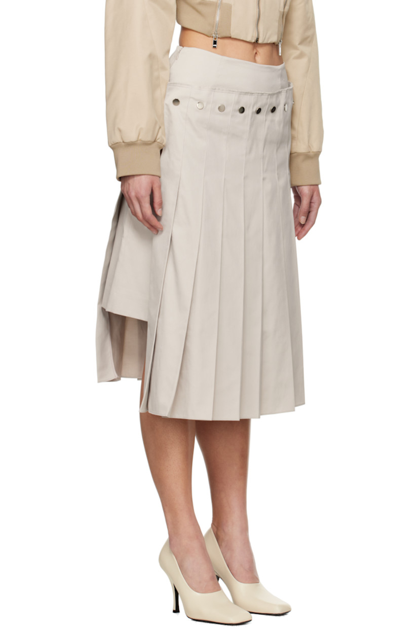 Polyester- and cotton-blend twill midi skirt. 

· Layered construction
· Raw edge and pleats at detachable overlay 
· Zip closure at side seam
· Concealed central vent at back hem 
· Full satin lining 

Supplier color: Oat beige