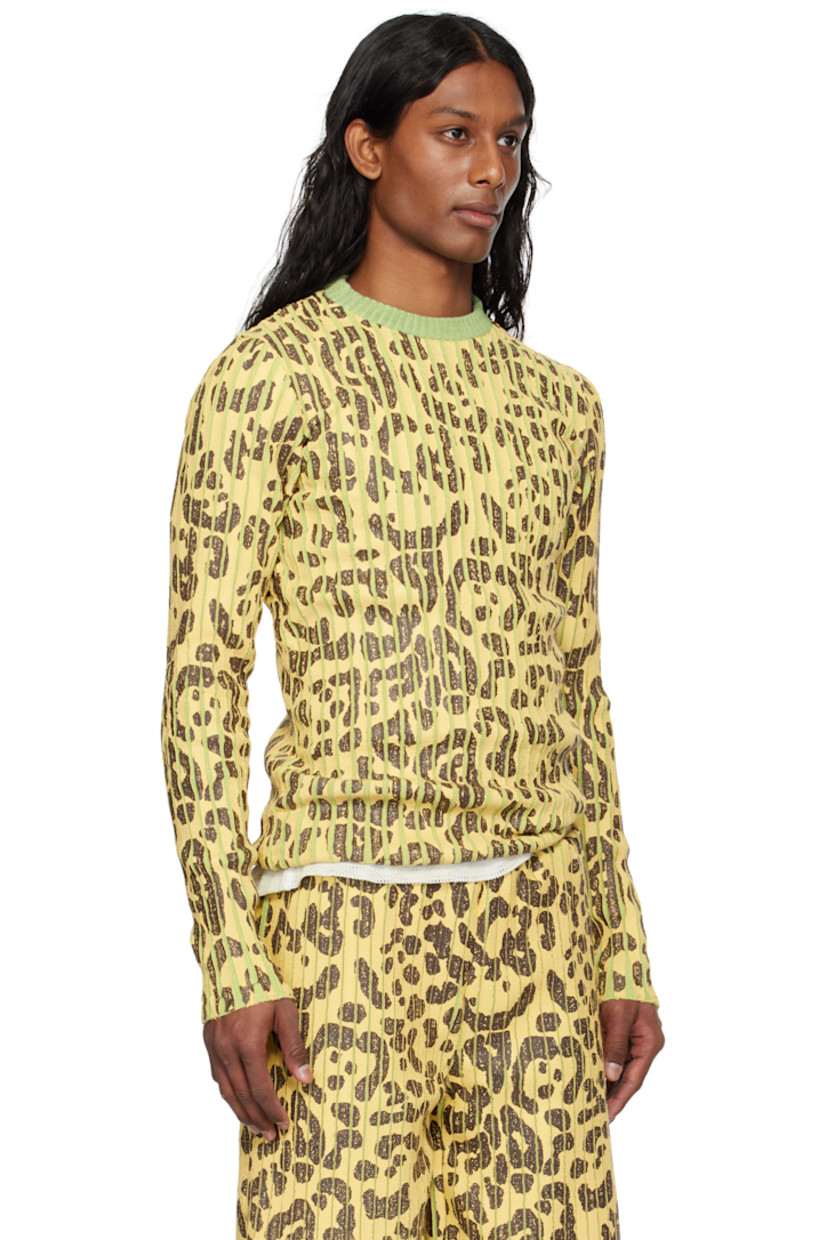 Coated rib-knit merino wool- and acrylic-blend sweater. 

· Leopard pattern printed throughout
· Crewneck

Supplier color: Leopard