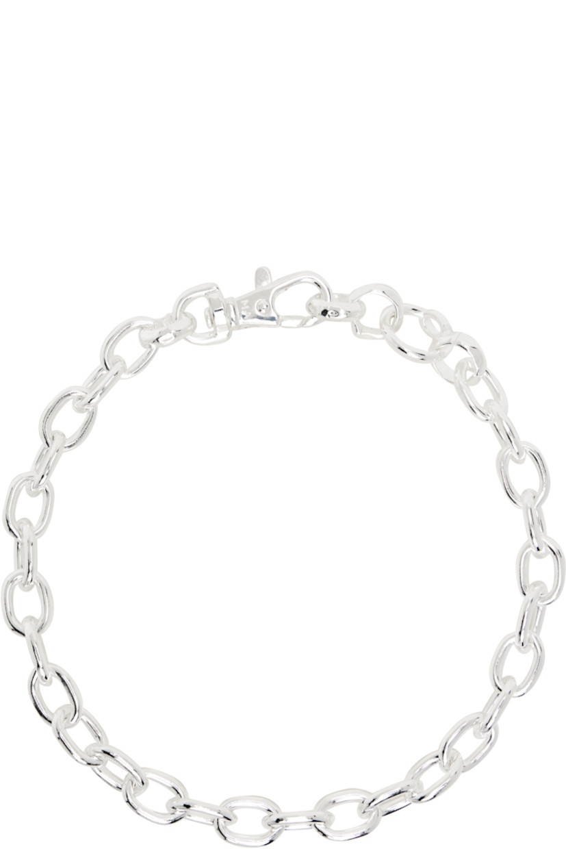 Cable chain necklace in sterling silver-plated brass. Adjustable lobster-clasp fastening.

Supplier color: Silver
