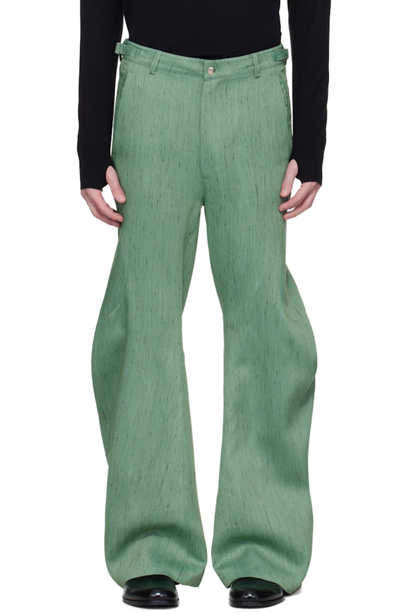 Nep virgin wool-blend barathea trousers. 

· Paneled construction
· Belt loops 
· Cinch tabs at waistband
· Four-pocket styling
· Zip fly
· Zip vent at back cuffs

Wholesale exclusivity at SSENSE.

Supplier color: Dark ivy