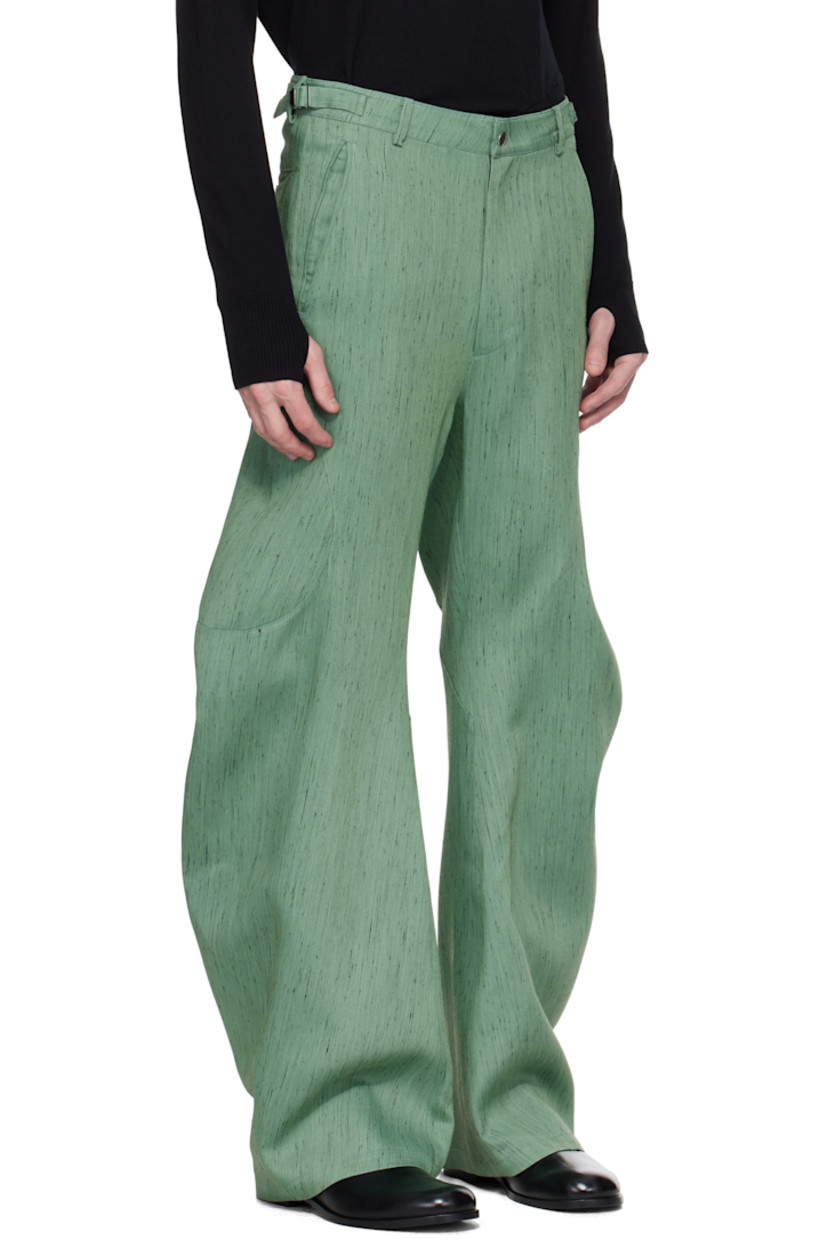 Nep virgin wool-blend barathea trousers. 

· Paneled construction
· Belt loops 
· Cinch tabs at waistband
· Four-pocket styling
· Zip fly
· Zip vent at back cuffs

Wholesale exclusivity at SSENSE.

Supplier color: Dark ivy