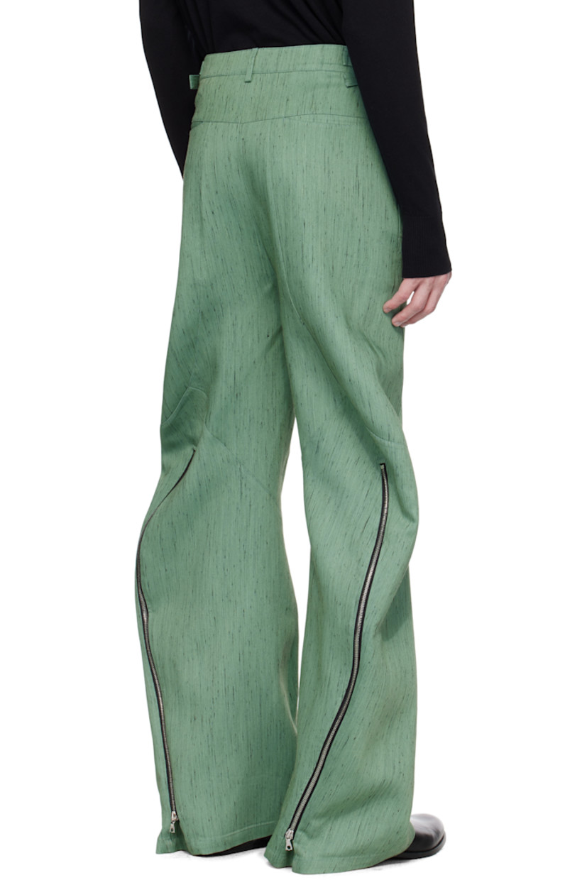Nep virgin wool-blend barathea trousers. 

· Paneled construction
· Belt loops 
· Cinch tabs at waistband
· Four-pocket styling
· Zip fly
· Zip vent at back cuffs

Wholesale exclusivity at SSENSE.

Supplier color: Dark ivy