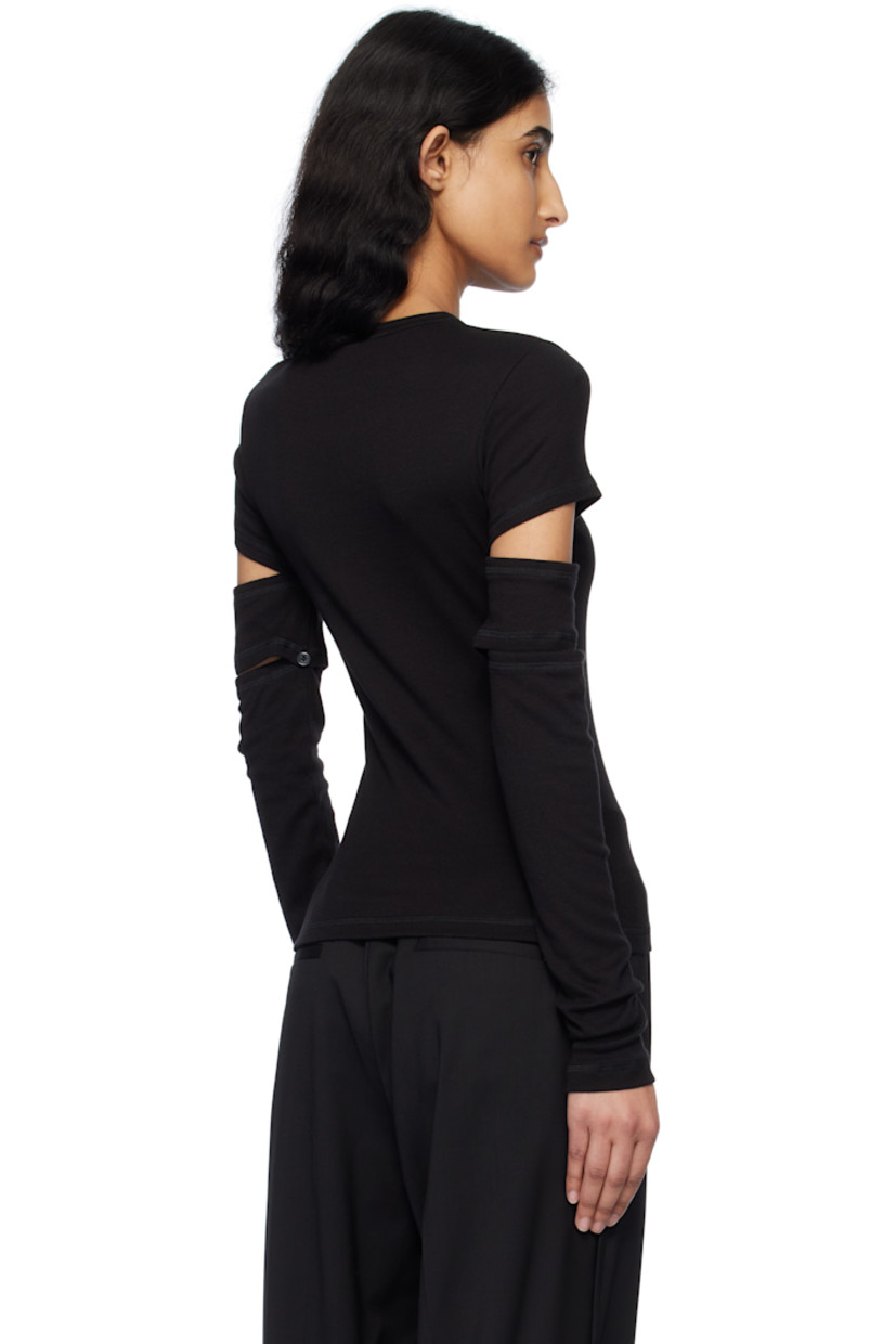 Slim-fit pima cotton- and modal-blend jersey T-shirt. 

· Rib-knit crewneck
· Logo embroidered at front
· Cutouts at sleeves
· Detachable sleeve panels for alternate styling

Supplier color: Black
