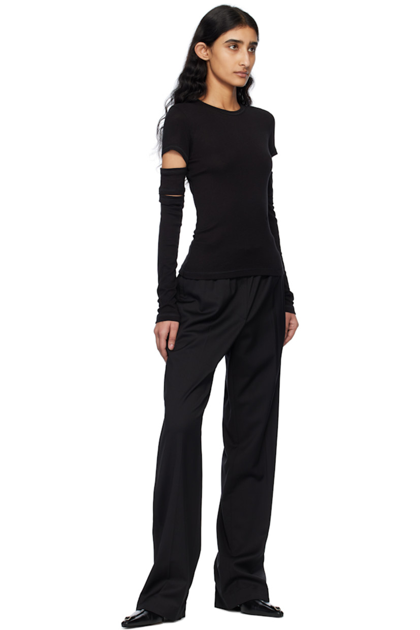 Slim-fit pima cotton- and modal-blend jersey T-shirt. 

· Rib-knit crewneck
· Logo embroidered at front
· Cutouts at sleeves
· Detachable sleeve panels for alternate styling

Supplier color: Black