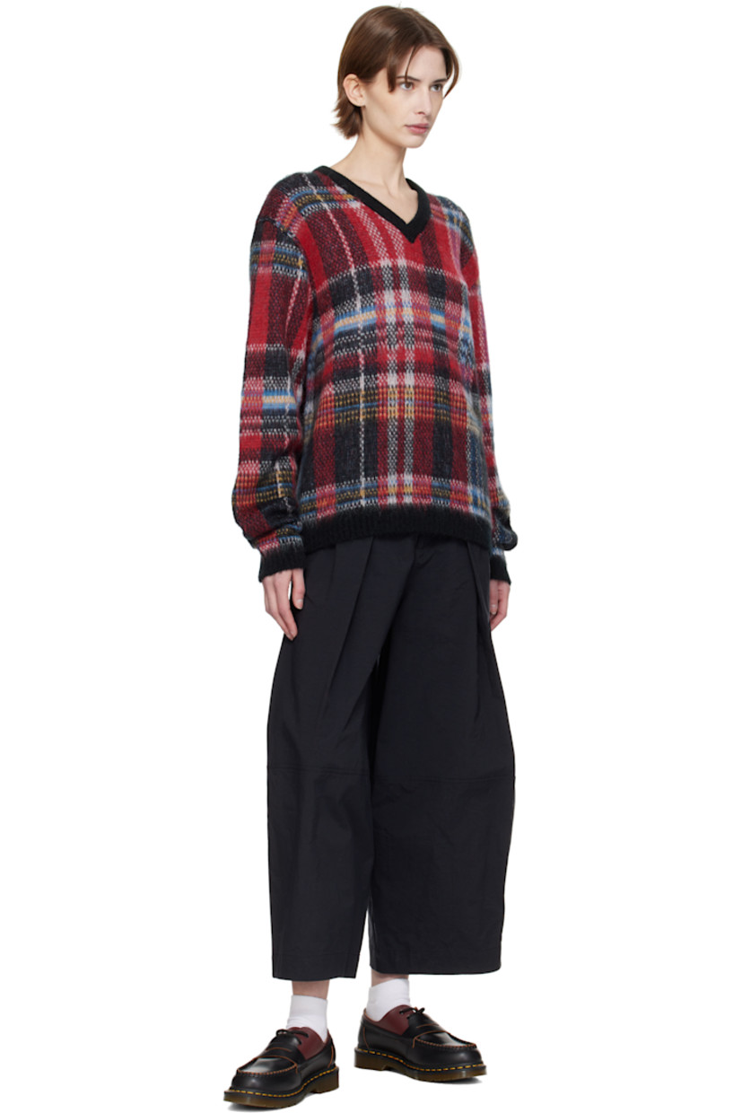 Brushed knit acrylic- and mohair-blend sweater. Jacquard tartan pattern throughout.

· Rib-knit V-neck, hem, and cuffs
· Dropped shoulders

Supplier color: Multi