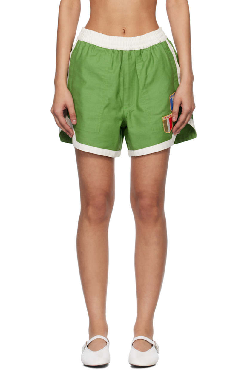 Cotton twill shorts.

· Concealed drawstring at elasticized waistband
· Three-pocket styling
· Zip fly
· Graphic patches at front
· Vented cuffs
· Logo embroidered at back pocket

This item is part of a limited run of 90.

Supplier color: Green