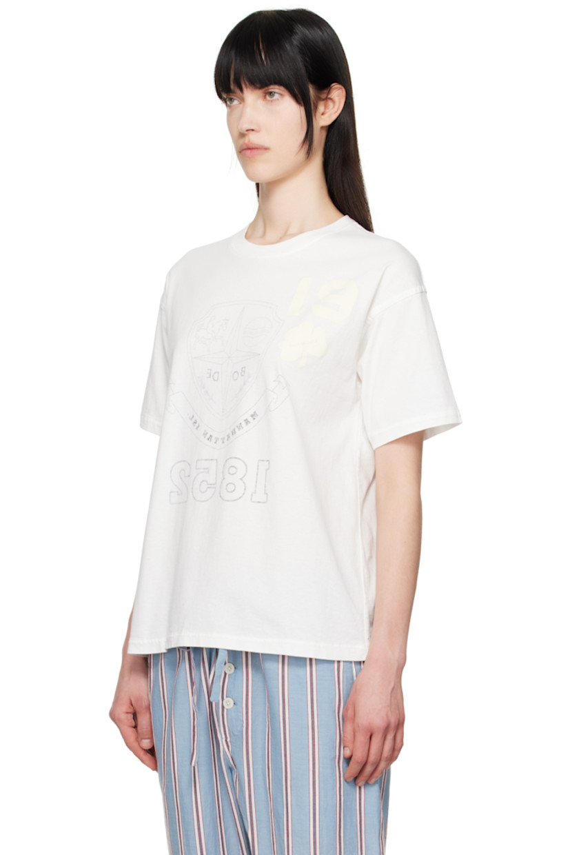 Reversible cotton jersey T-shirt.

Reverse in white cotton jersey.

· Lightweight and semi-sheer
· Rib-knit crewneck
· Text and logo graphic printed at chest
· Text and graphic printed at interior

This item is part of a limited run of 203.

Supplier color: Cream