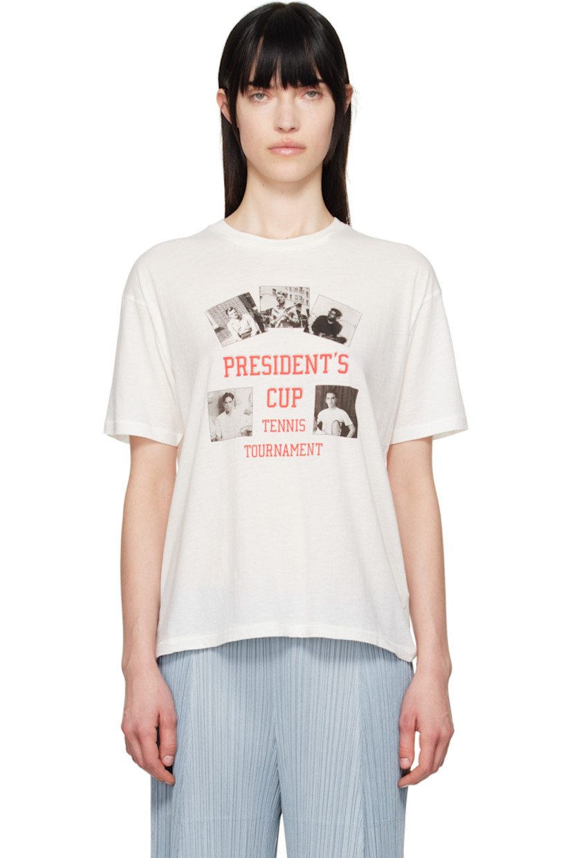 Semi-sheer cotton jersey T-shirt.

· Rib-knit crewneck
· Graphic and text printed at front

This item is part of a limited run of 153.

Supplier color: Cream