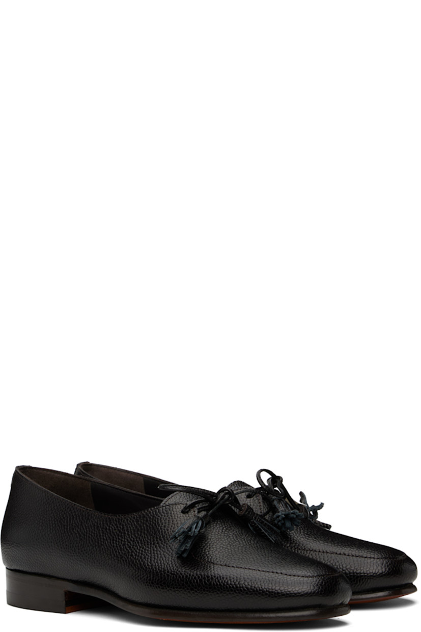 Grained calfskin derbys in brown.

· Moc toe 
· Tassels at lace-up closure
· Suede and buffed leather lining
· Stacked leather heel with rubber injection
· Leather sole

Supplier color: Brown