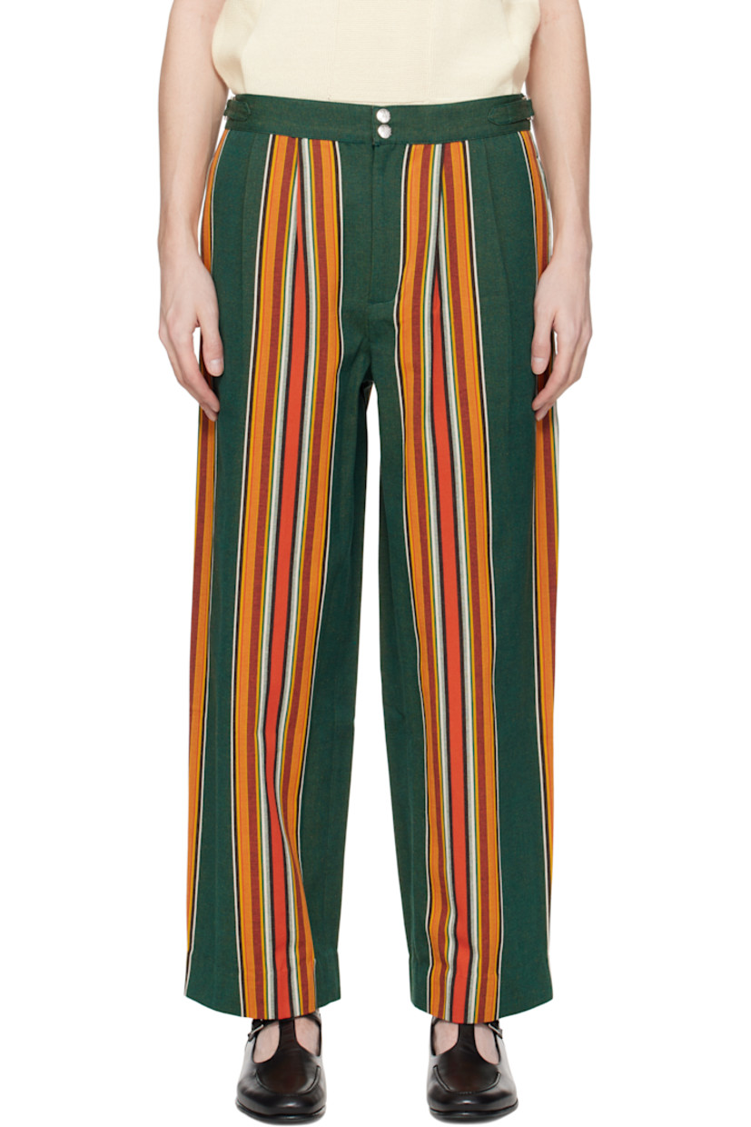 Wide-leg cotton canvas trousers. Stripes throughout.

· Mid-rise
· Cinch tabs at waistband
· Four-pocket styling
· Zip fly
· Pleats at front

This item is part of a limited run of 35.

Supplier color: Multi