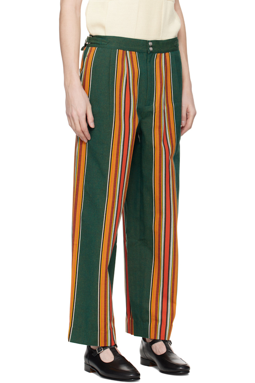 Wide-leg cotton canvas trousers. Stripes throughout.

· Mid-rise
· Cinch tabs at waistband
· Four-pocket styling
· Zip fly
· Pleats at front

This item is part of a limited run of 35.

Supplier color: Multi