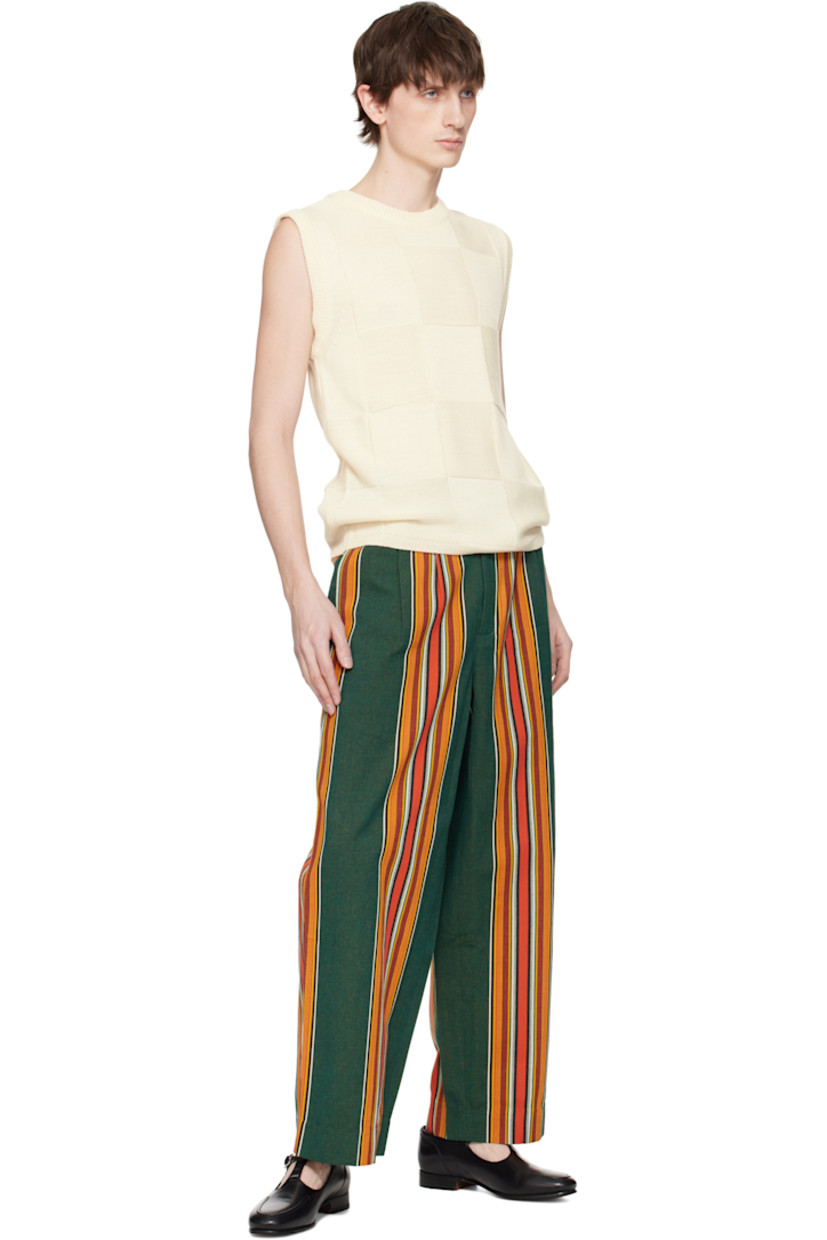 Wide-leg cotton canvas trousers. Stripes throughout.

· Mid-rise
· Cinch tabs at waistband
· Four-pocket styling
· Zip fly
· Pleats at front

This item is part of a limited run of 35.

Supplier color: Multi