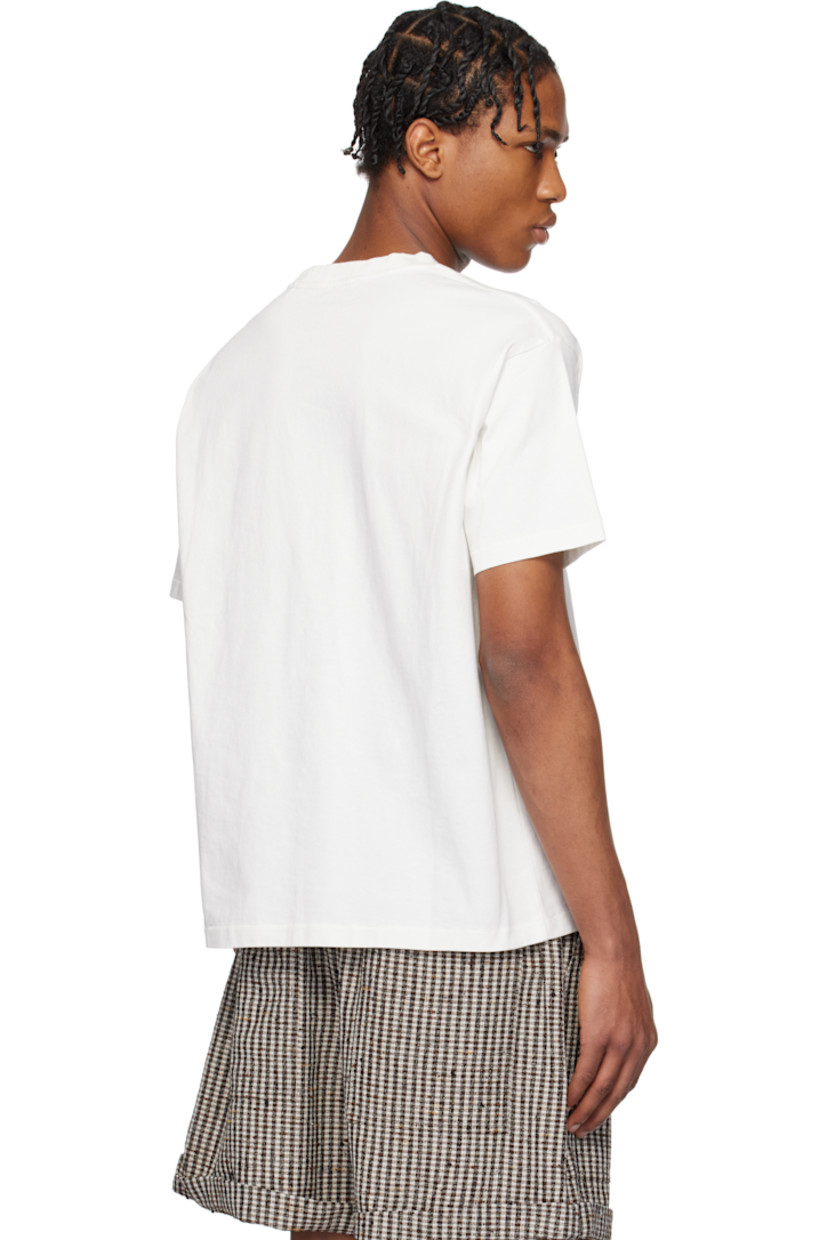 Cotton jersey T-shirt.

· Rib-knit crewneck
· Text and graphics embroidered at front

This item is part of a limited run of 138.

Supplier color: Cream