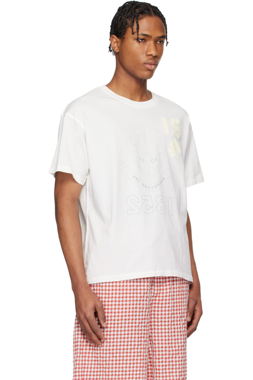 Reversible cotton jersey T-shirt.

Reverse in white cotton jersey.

· Lightweight and semi-sheer
· Rib-knit crewneck
· Text and graphic printed at front
· Text and logo graphic printed at interior

This item is part of a limited run of 203.

Supplier color: Cream