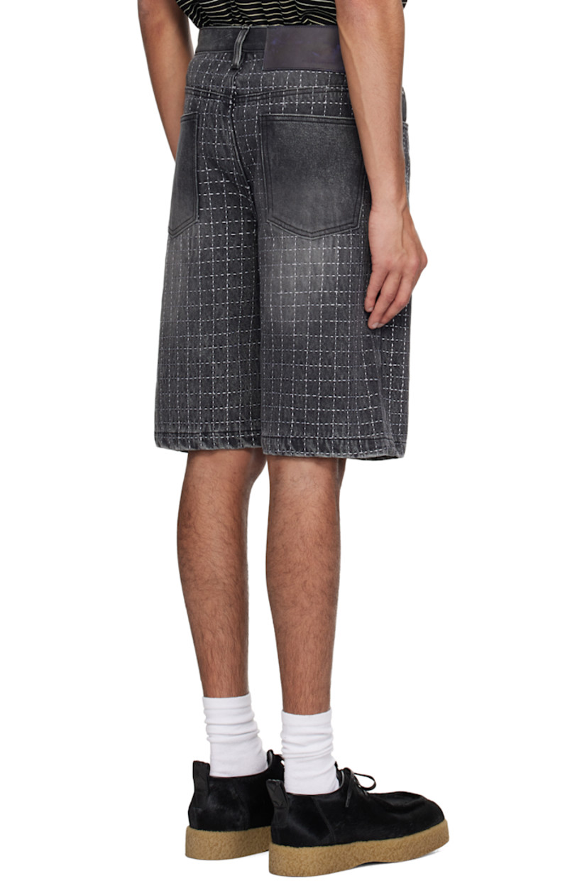 Non-stretch denim shorts. Fading and embroidered detailing throughout.

· Belt loops
· Five-pocket styling
· Zip fly
· Leather logo patch at back waistband
· Logo-engraved gunmetal-tone hardware

Supplier color: Black