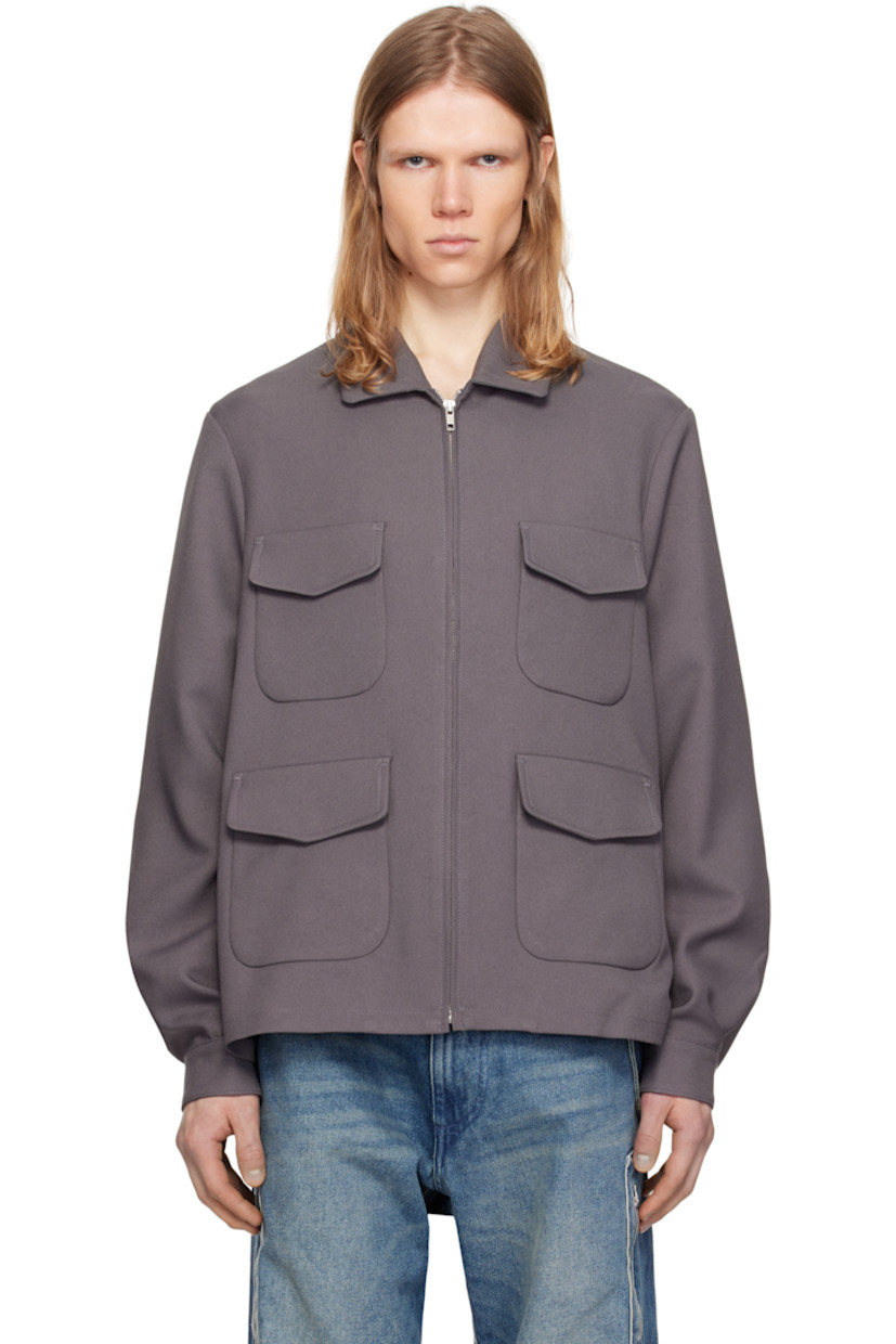 Polyester twill jacket.

· Spread collar
· Zip closure
· Flap pockets at front
· Buttoned barrel cuffs
· Full satin lining

Supplier color: Grey