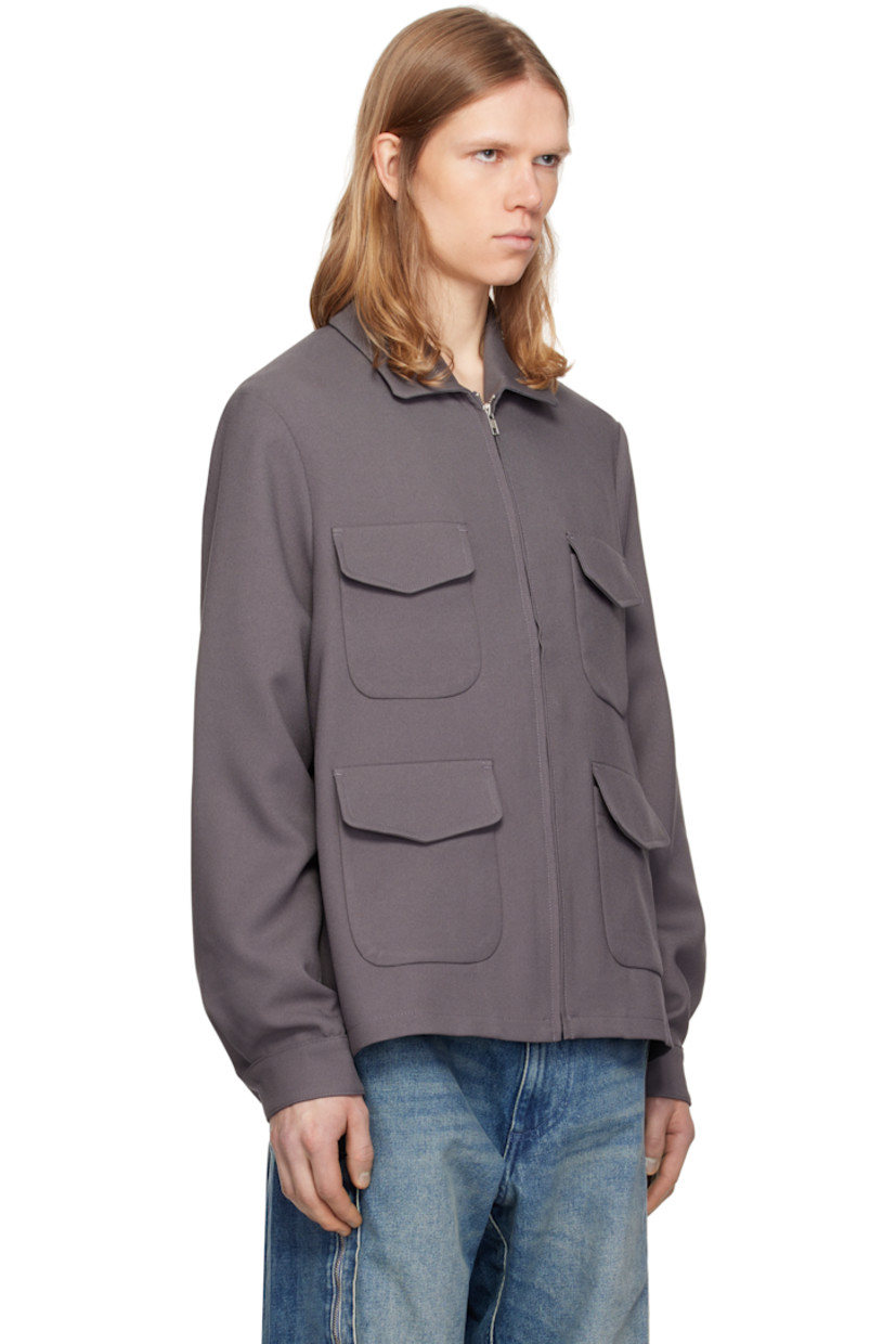 Polyester twill jacket.

· Spread collar
· Zip closure
· Flap pockets at front
· Buttoned barrel cuffs
· Full satin lining

Supplier color: Grey