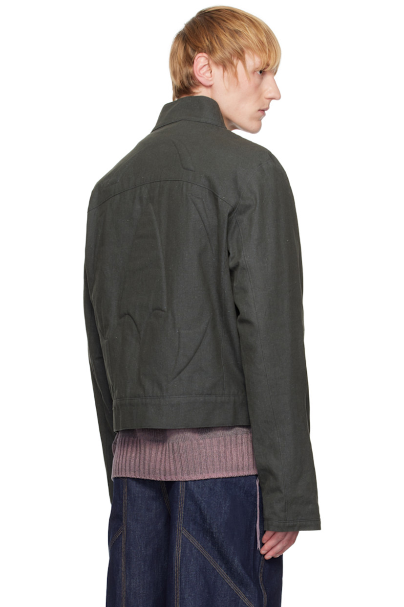 Cotton gabardine jacket. Padded graphic inserts throughout.

· Press-stud tab at stand collar and front hem
· Logo charm at zip closure
· Zip pocket and welt pockets
· Patch pocket at side seams
· Full cotton jersey lining

Supplier color: Grey