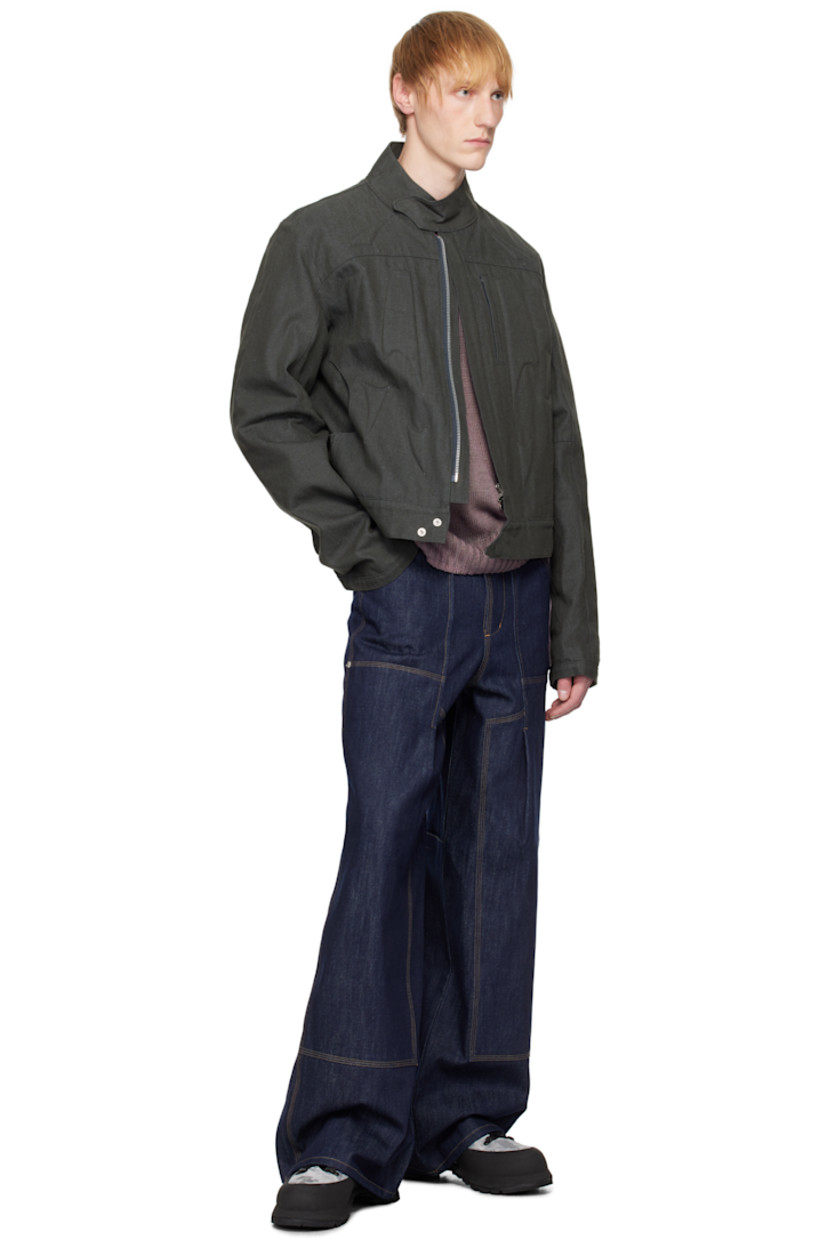 Cotton gabardine jacket. Padded graphic inserts throughout.

· Press-stud tab at stand collar and front hem
· Logo charm at zip closure
· Zip pocket and welt pockets
· Patch pocket at side seams
· Full cotton jersey lining

Supplier color: Grey