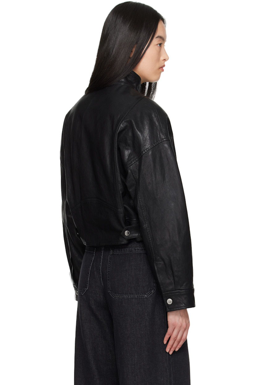 Buffed nappa lambskin jacket. 

· Press-stud tab at stand collar
· Concealed two-way zip closure with press-stud placket 
· Zip pockets
· Cropped hem 
· Dropped shoulders
· Pleats at single press-stud barrel cuffs 
· Adjustable press-stud tabs at back hem
· Full satin lining
· Logo-engraved silver-tone hardware

Supplier color: Black