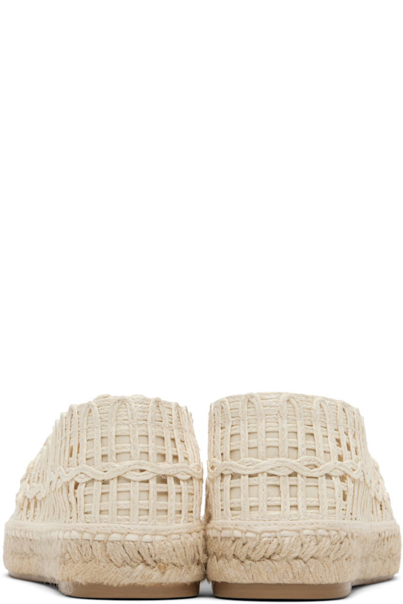Woven rope espadrilles.

· Square toe
· Logo appliqué at vamp
· Braided jute midsole
· Treaded rubber outsole

Supplier color: Ivory