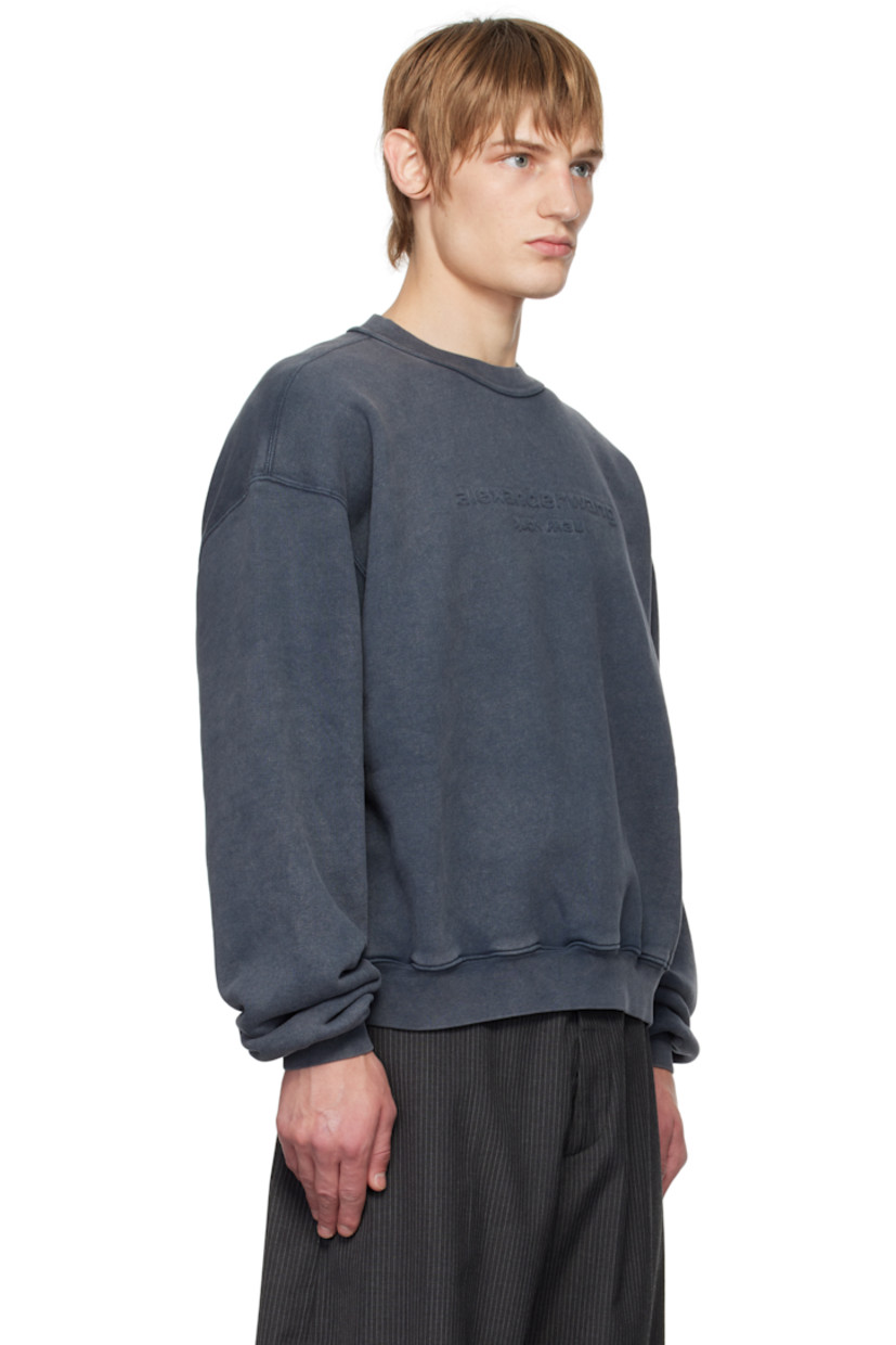 French terry sweatshirt.

· Rib-knit crewneck, hem, and cuffs
· Logo embossed at front
· Dropped shoulders

Supplier color: Acid pebble