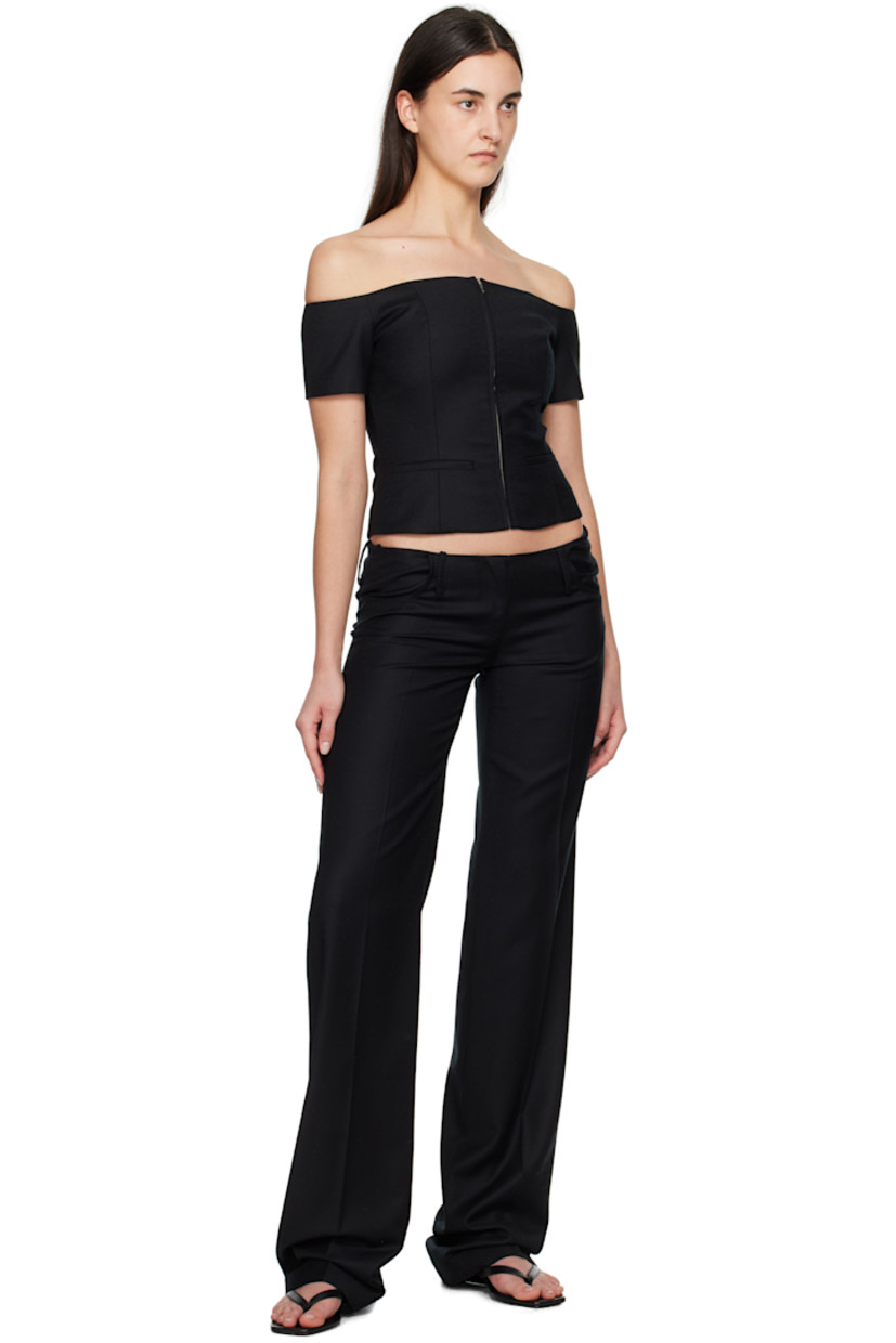 Wool delaine trousers.

· Belt loops
· Four-pocket styling
· Zip-fly
· Creased legs

Supplier color: Black