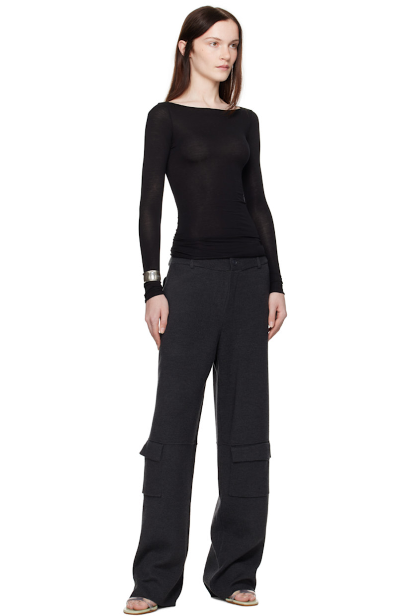 Stretch cotton jersey T-shirt. Rolled edges throughout.

· Boatneck
· Patch at back collar

Supplier color: Black