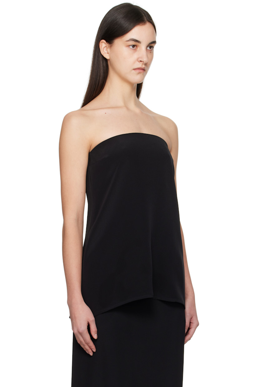 Silk crepe top.

· Strapless construction
· Non-slip silicone band at straight neck
· Darts at bust
· Zip closure at back
· Hook-eye fastening at partial silk satin lining

Supplier color: Black