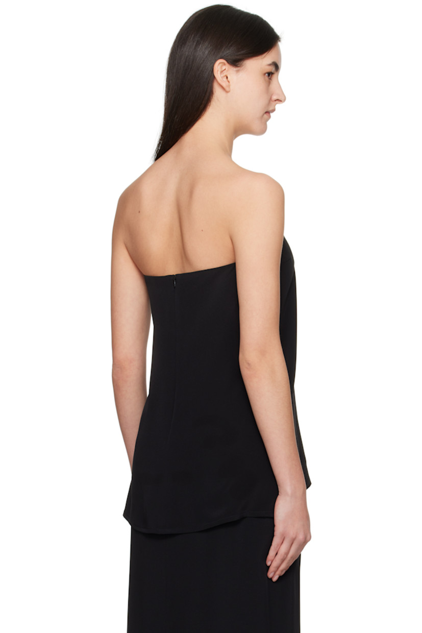 Silk crepe top.

· Strapless construction
· Non-slip silicone band at straight neck
· Darts at bust
· Zip closure at back
· Hook-eye fastening at partial silk satin lining

Supplier color: Black